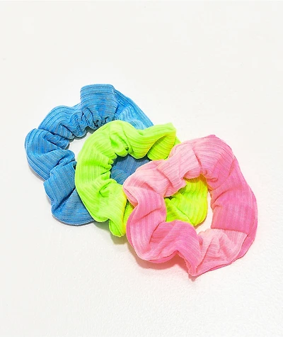 Stone + Locket Neon Pigment Blue, Green & Pink 3 Pack Scrunchies