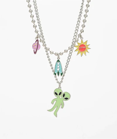 Stone + Locket Outer Limits 16" Layered Chain Necklace