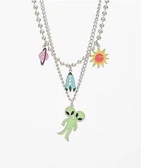 Stone + Locket Outer Limits 16" Layered Chain Necklace