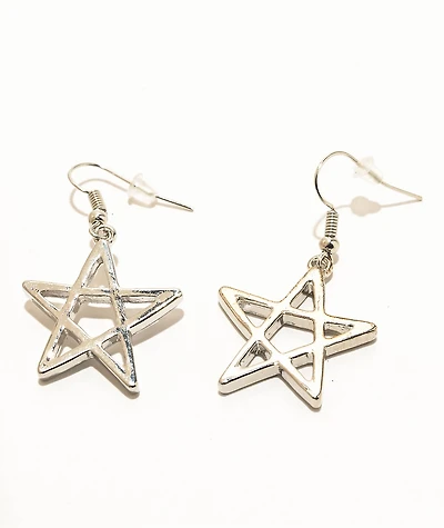 Stone + Locket Pentagram Star Earrings