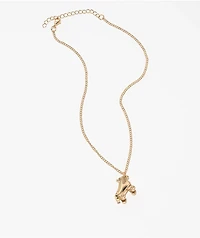 Stone + Locket Roller Skate Gold Necklace