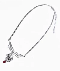 Stone + Locket Spider 18" Silver Chain Necklace