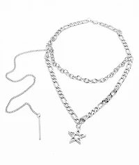 Stone + Locket Star 16" Layered Chain Necklace