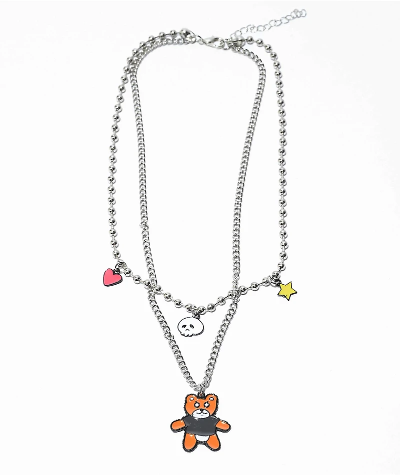 Stone + Locket Teddy 18" Layered Necklace