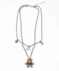 Stone + Locket Teddy 18" Layered Necklace
