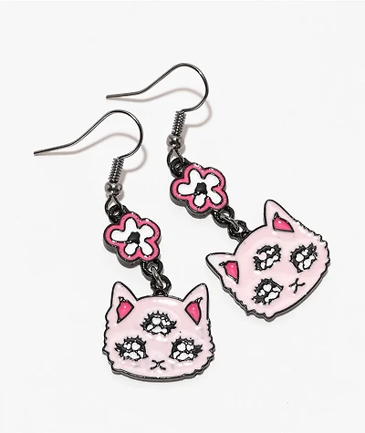 Stone + Locket Third Eye Cat Earrings