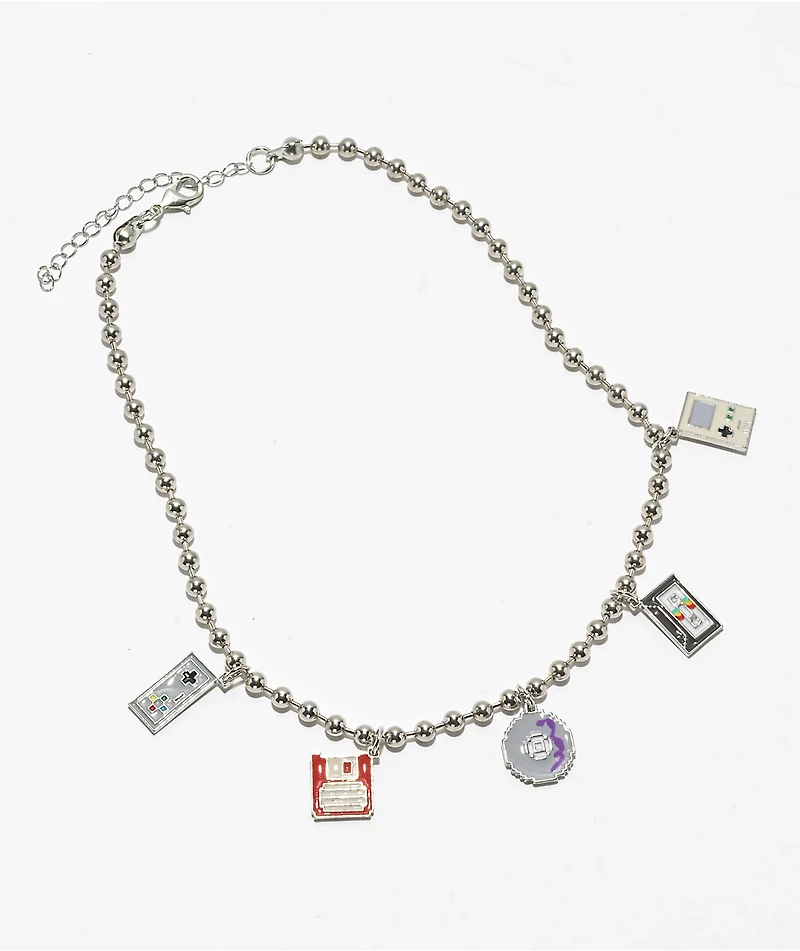 Stone + Locket Throwback Silver Choker Necklace