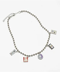 Stone + Locket Throwback Silver Choker Necklace