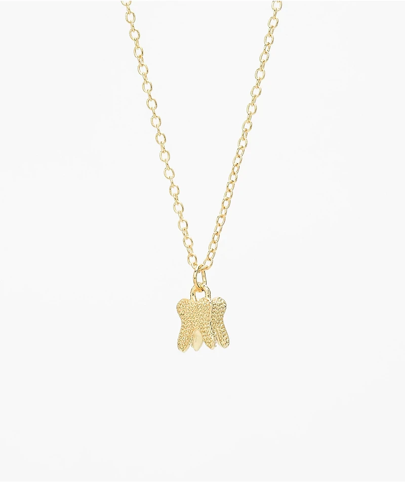 Stone + Locket Tooth Necklace