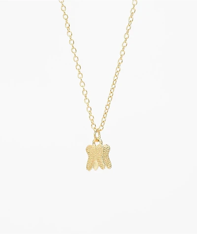 Stone + Locket Tooth Necklace