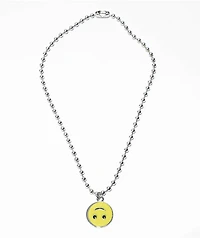 Stone + Locket Upside Down Smile 16" Silver Charm Necklace