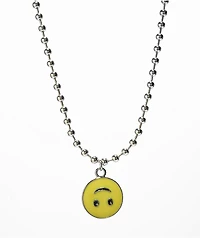 Stone + Locket Upside Down Smile 16" Silver Charm Necklace