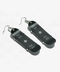 Stone + Locket Wavy Board Black & White Earrings