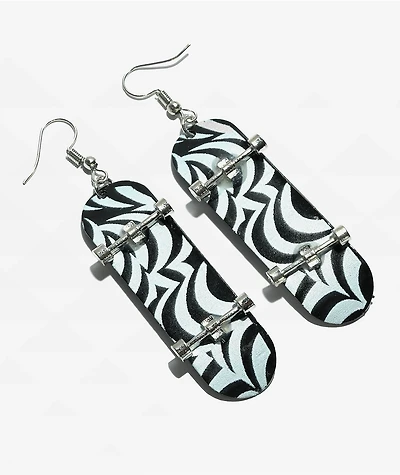Stone + Locket Wavy Board Black & White Earrings