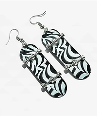 Stone + Locket Wavy Board Black & White Earrings