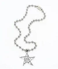 Stone + Locket Wavy Star 16" Silver Charm Necklace