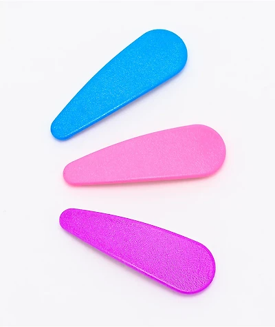 Stone + Locket Wide Matte 3 Pack Hair Clips