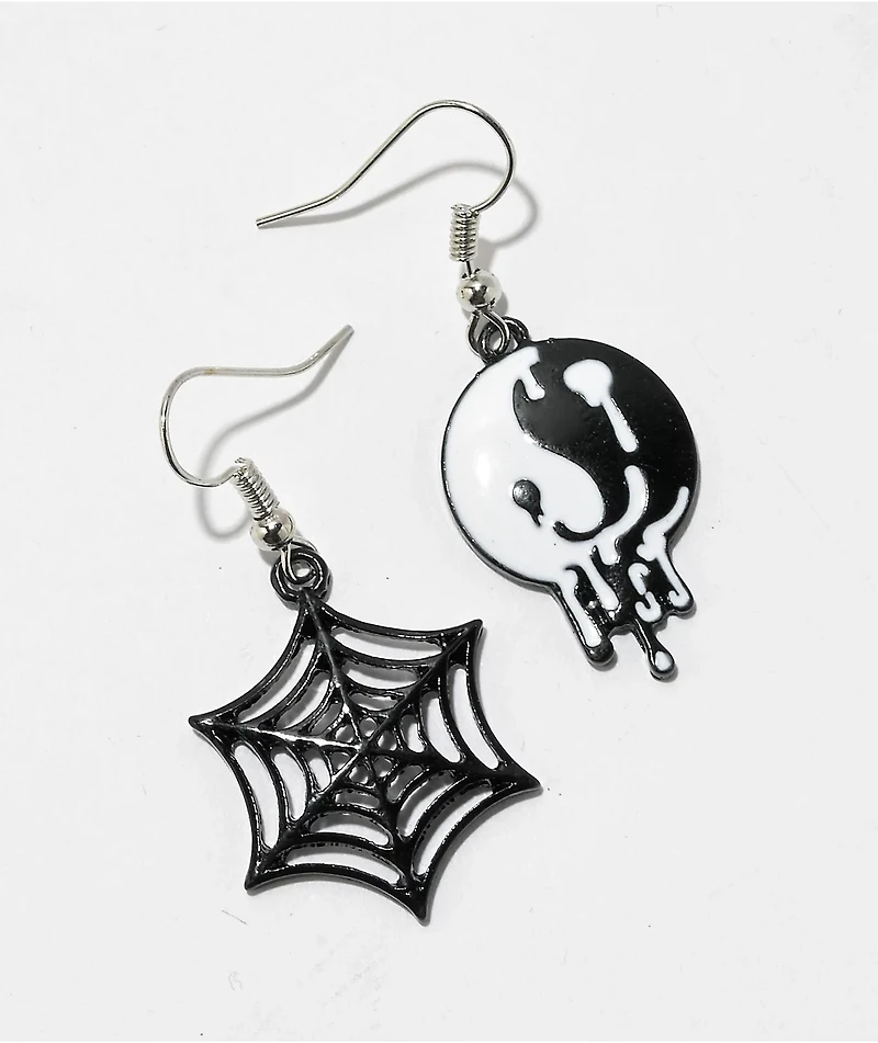 Stone + Locket Yin Yang Mismatched Earrings