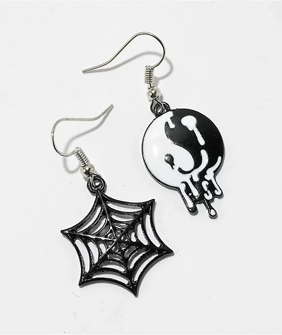 Stone + Locket Yin Yang Mismatched Earrings