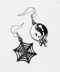 Stone + Locket Yin Yang Mismatched Earrings