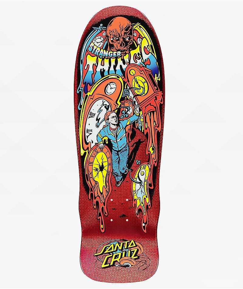 Stranger Things x Santa Cruz Grabke Max Melting Clock Glow In The Dark 9.7" Skateboard Deck