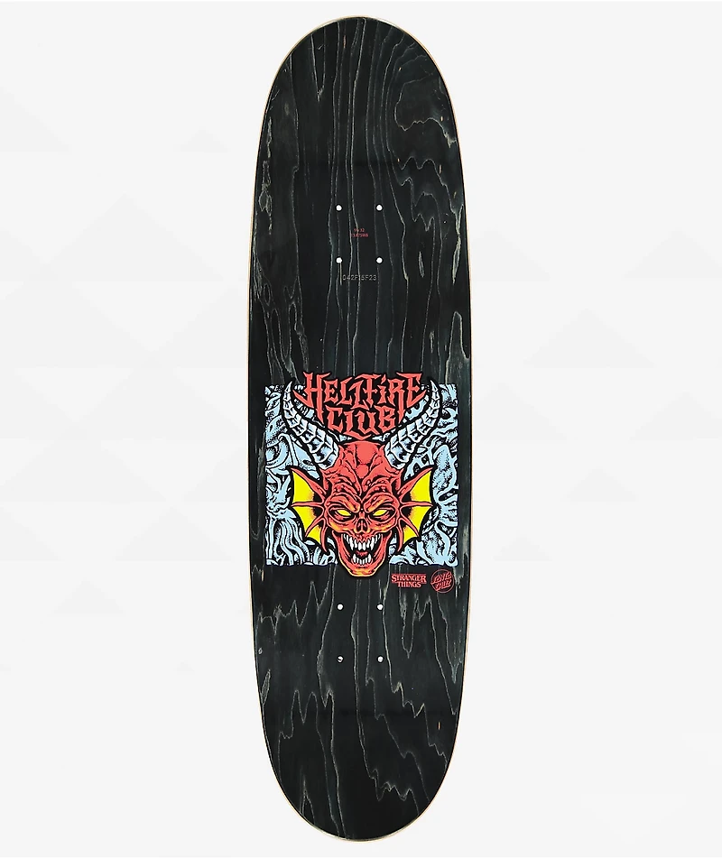 Stranger Things x Santa Cruz Hellfire Club Flames Glow In The Dark 9" Skateboard Deck