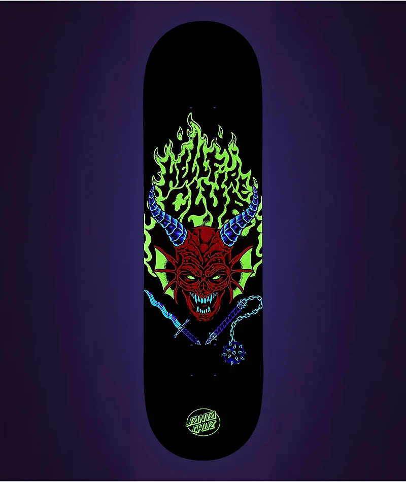 Stranger Things x Santa Cruz Hellfire Club Glow In The Dark 8.25" Skateboard Deck