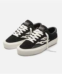 Straye Logan Flame Black & White Suede Skate Shoes