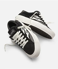 Straye Logan Flame Black & White Suede Skate Shoes