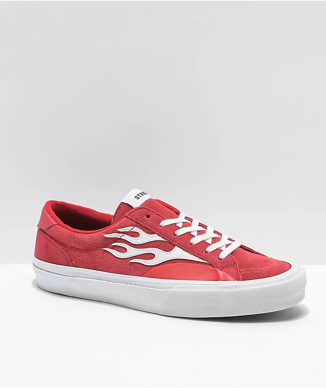 Straye Venice Flame Skate Shoes Straye Logan Flame Red Suede Skate