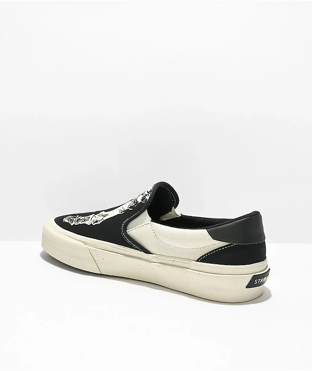 Straye Ventura X-Ray Black Canvas Slip-On Skate Shoes at 