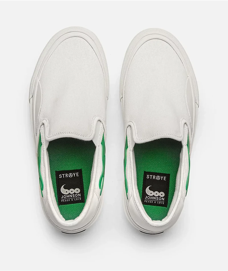 Straye Vista White & Green Flame Skate Shoes
