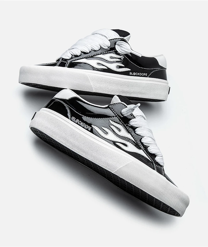 Straye x Blackdope Logan Puff Black Patent Leather Skate Shoes