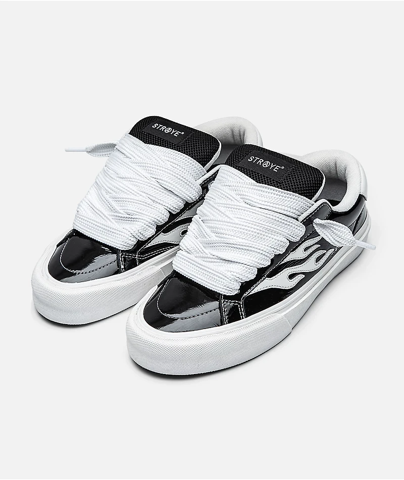 Straye x Blackdope Logan Puff Black Patent Leather Skate Shoes