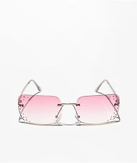 Studded Y2K Pink Gradient Sunglasses