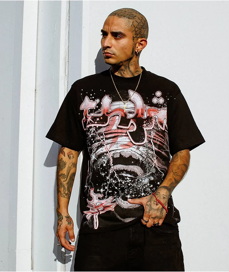 TH3M Mummy Rhinestone Black T-Shirt