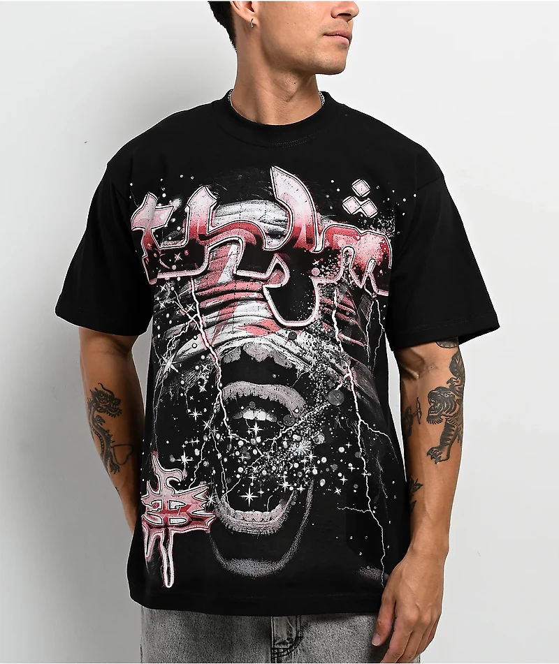 TH3M Mummy Rhinestone Black T-Shirt