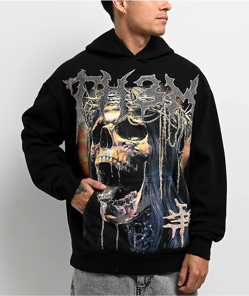 TH3M Royalty Rhinestone Black Hoodie