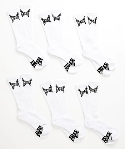 Tapout Comfort 6 Pack White Crew Socks
