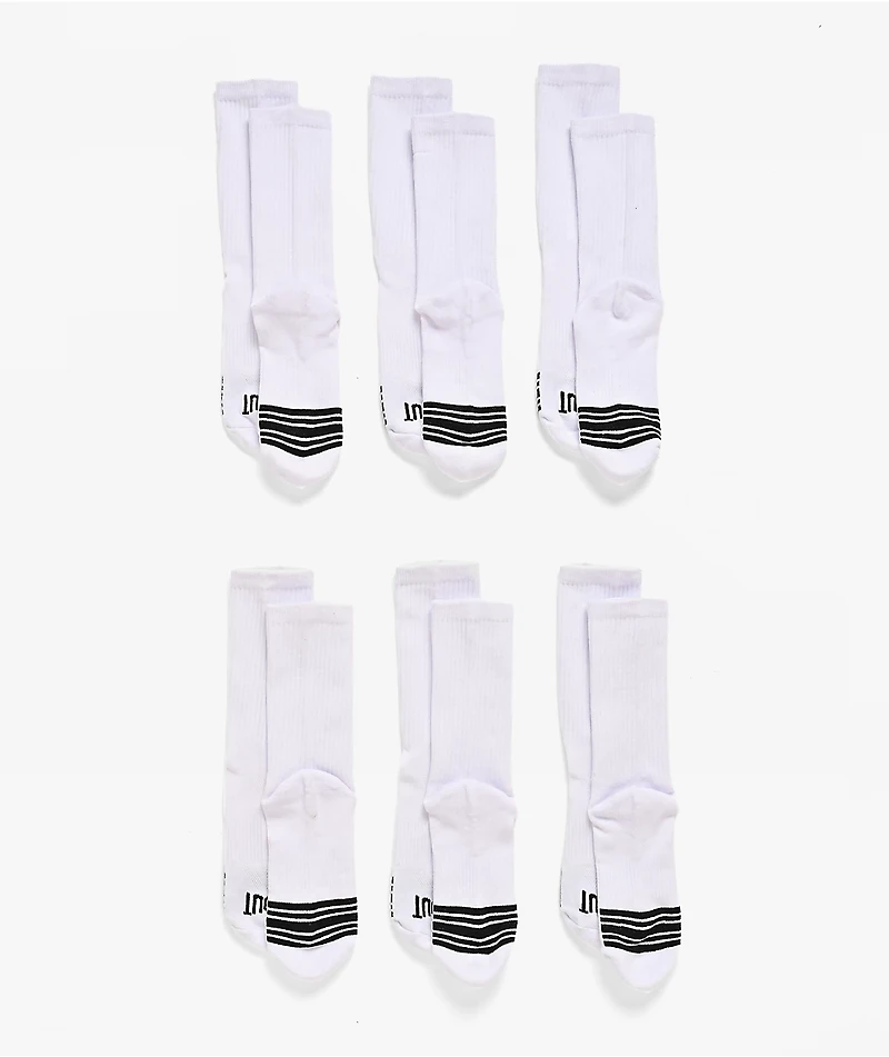 Tapout Flex Comfort 6 Pack White Crew Socks