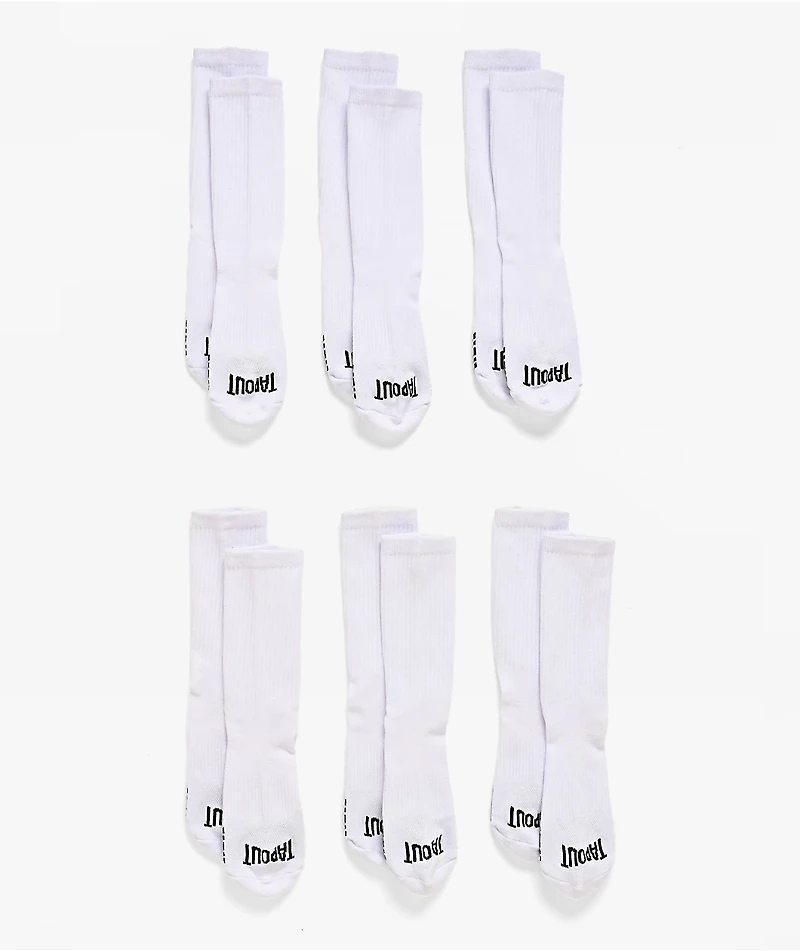 Tapout Flex Comfort 6 Pack White Crew Socks