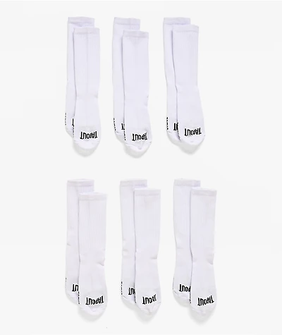 Tapout Flex Comfort 6 Pack White Crew Socks