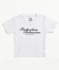 Tara Yummy Fatherless Behavior White Crop T-Shirt
