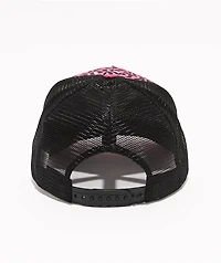 Tara Yummy Flirting Is My Day Job Pink & Black Cheetah Print Trucker Hat