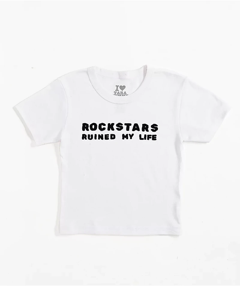 Tara Yummy Rockstars White Crop T-Shirt