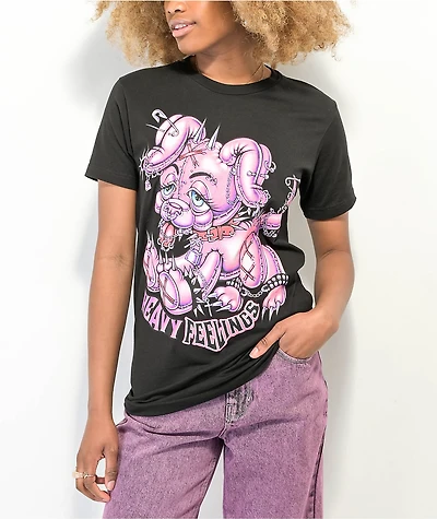 Teen Hearts Heavy Feelings Black T-Shirt