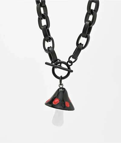 Teen Hearts Poison Shroom 9" Black Chain Necklace
