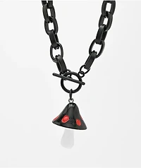Teen Hearts Poison Shroom 9" Black Chain Necklace