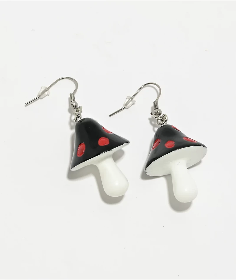 Teen Hearts Poison Shrooms Black Earrings