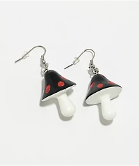 Teen Hearts Poison Shrooms Black Earrings